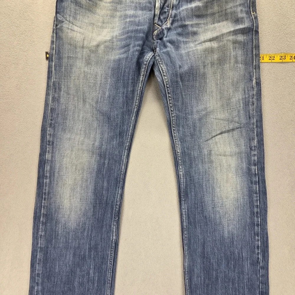 Diesel Jeans Mens 30x32 Blue Larkee Regular Straight Med Wash Button Fly 0074G